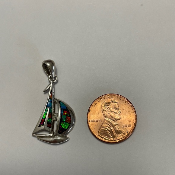 Sliver and Abalone Sailboat Pendant - Picture 1 of 3
